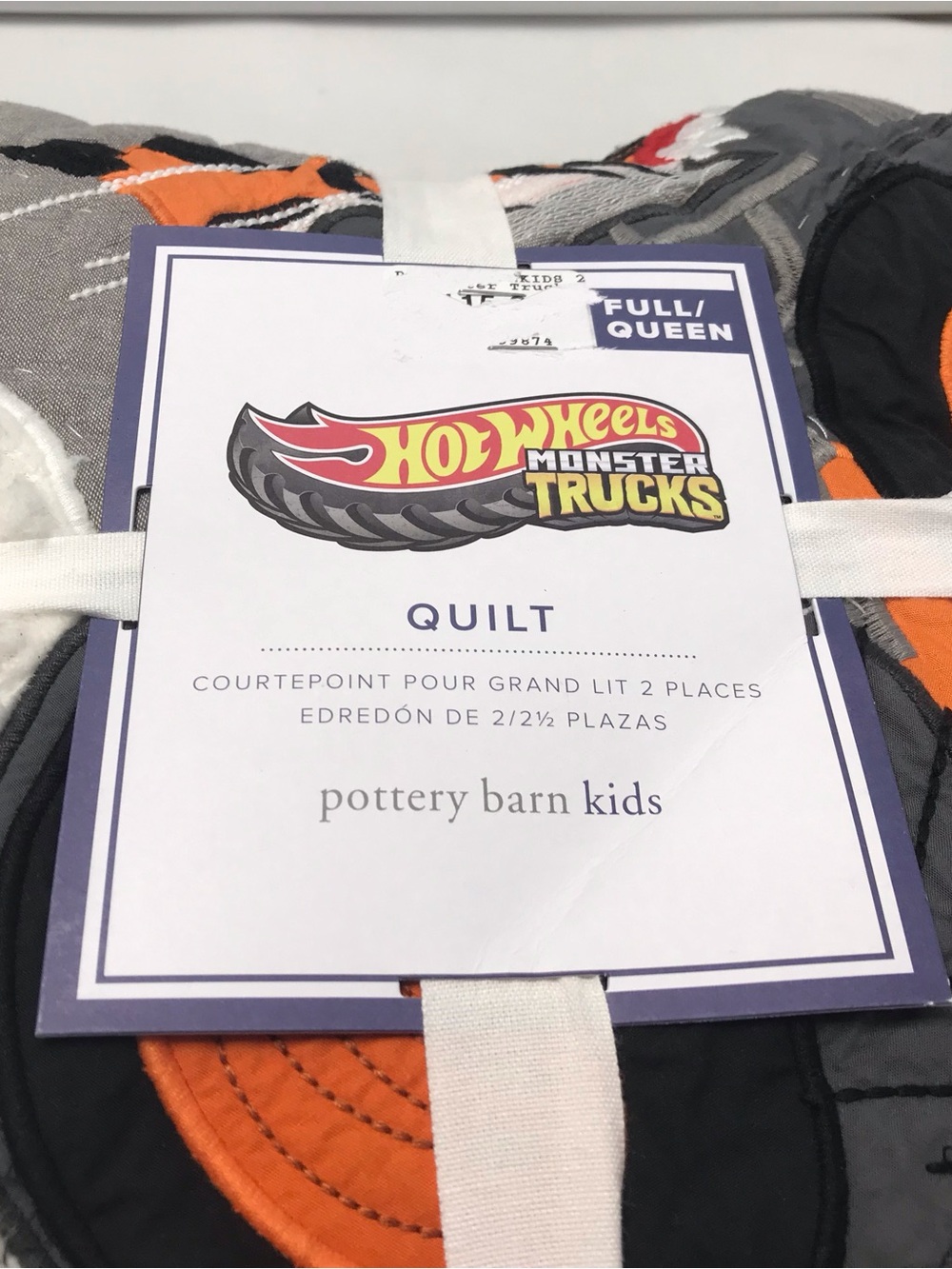 Pottery Barn Kids Hot Wheels Monster Truck Kids Quilt size full/queen READ P7 EP - Picture 2 of 6